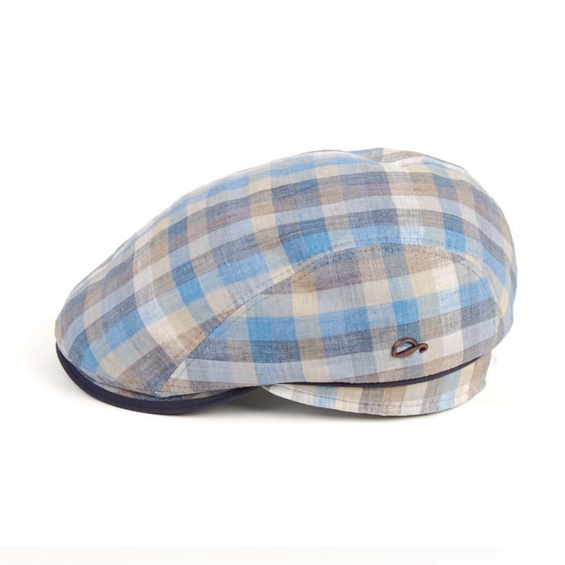 Gorra Visera de Verano en Lino con Protección Solar +40UPF y Diseño de Cuadros Azules